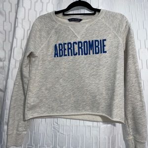 Abercrombie & Fitch White/Gray Cropped Crewneck